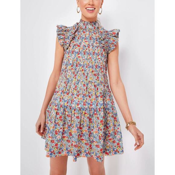SEA NEW YORK Tuckernuck Multi Hanna Park Liberty Flutter Sleeve Cotton Dress XS - Picture 1 of 16